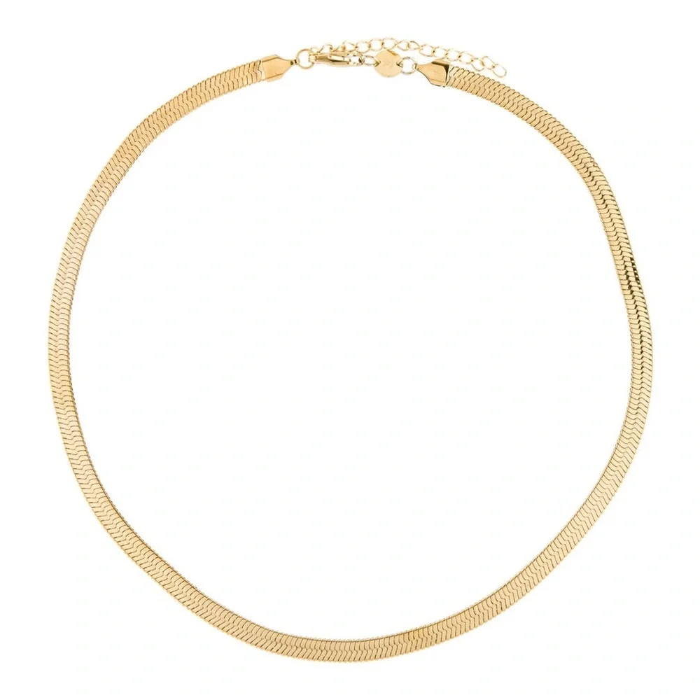 Jennifer‎ Zeuner Allie Necklace, GOLD Herringbone Chain, NWT